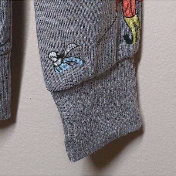 Chaser Knit Top in Vintage Ski Print Heather Gray Crew Neck Long Sleeves S New - Picture 4 of 11